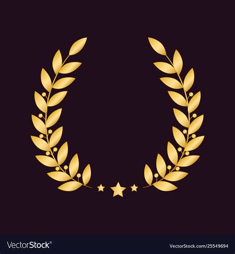 Golden Laurel Wreath With A Star Isolated On Dark Vector Image