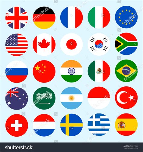 Simple Circle Flags Vector Countries Flat Stock Vector 310277864