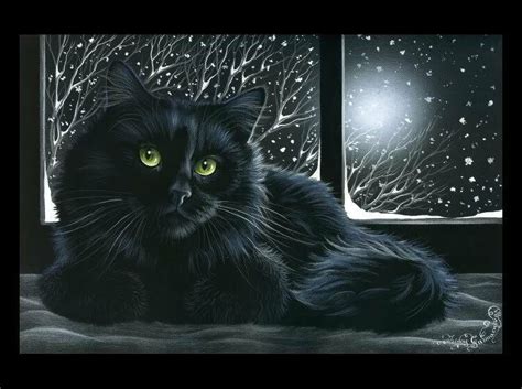 Black Cat Cosy Winter Evening Print By I Garmashova Ebay