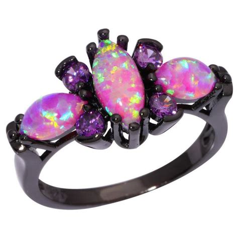 Pink Fire Opal Ameythst Ring Sugar And Cotton
