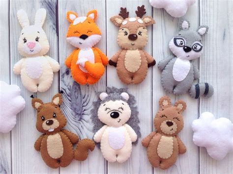 Felt Woodland Animals Toys For Baby Mobile Stuffed Forest Etsy
