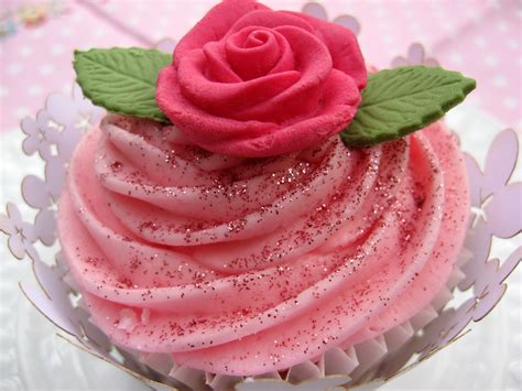 Pink Glitter Rose Cupcake Glitter Cupcakes Wedding Cupcakes Hot Pink Cupcakes