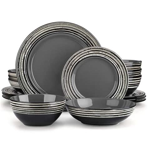 Vancasso Arbre Piece Stoneware Grey Dinnerware Set Service For