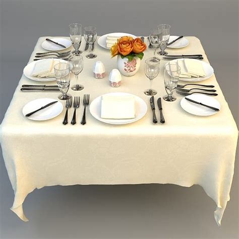 For casual events, one needs just a basic table setting: 3D model Dining Table Place Settings | CGTrader