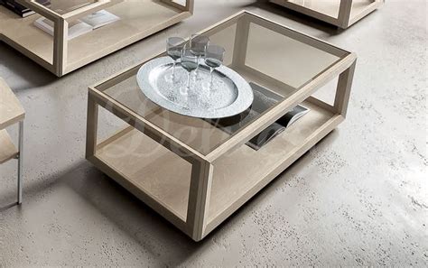 Glass top available in filament or cloud pattern. Elite Sand Birch Italian Coffee Table | The Best Italian ...