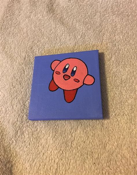 Kirby Painting In 2020 Mini Canvas Art Easy Canvas Art Diy Canvas Art