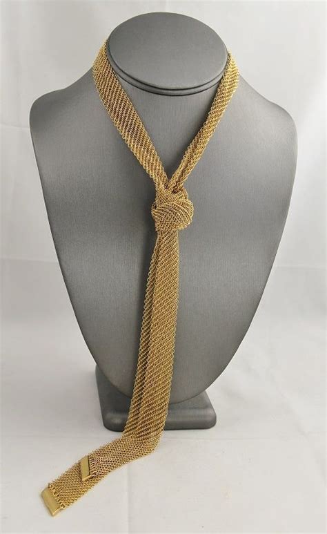 Vintage Retro Jewelry Gold Chain Mesh Lariat Scarf Necklace 42