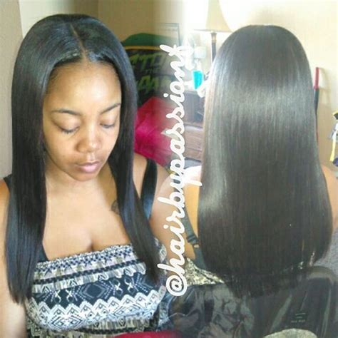 Finish Product Full Sew In With Natural Middle Part 2 Bundles Of 16in Natural Straight Loose