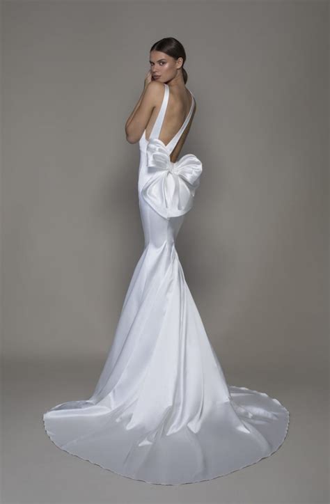 Sleeveless V Neckline Satin Sheath Wedding Dress With Asymmetrical Back