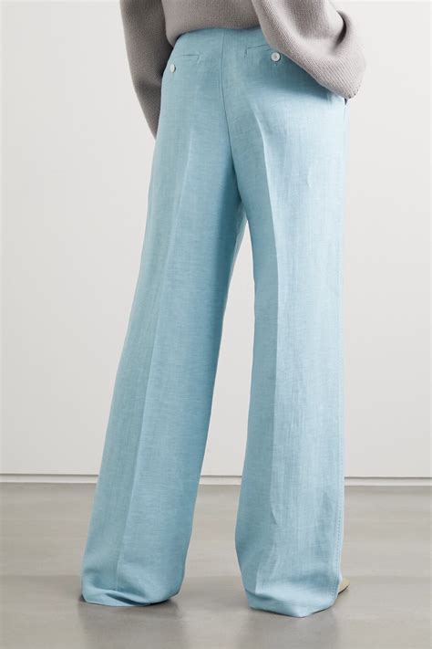 Buy Max Mara Nembo Linen And Silk Blend Twill Wide Leg Pants Light Blue At 60 Off Editorialist