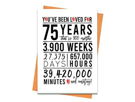 75th Birthday Card Printable Birthday Card 75th Birthday Etsy