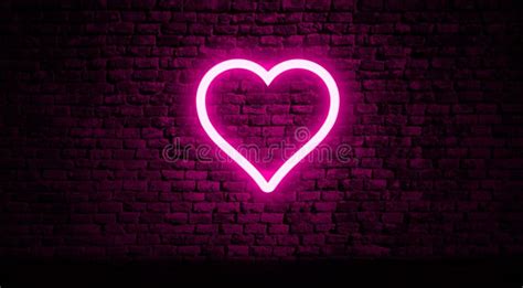 Neon Heart On Brick Wall Stock Photo Image Of Neon 141111150