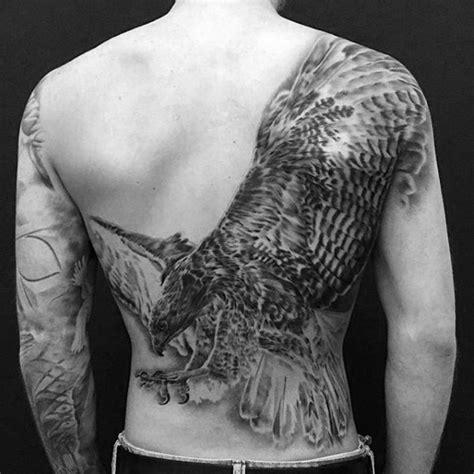 Breathtaking Very Detailed Black And White Whole Back Tattoo Of