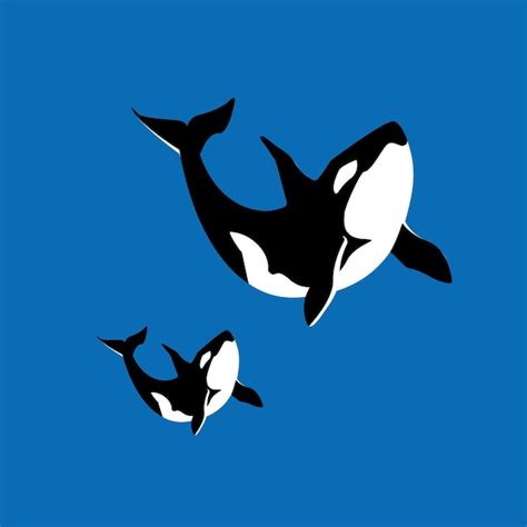 Premium Vector Orca Whale With A Baby Vector Illustration