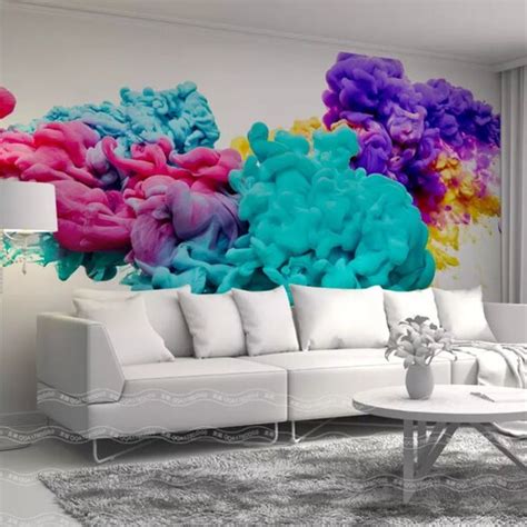 3d Color Explosion Zz1832 Self Adhesive Wallpaper Mural Peel Etsy