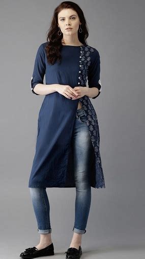 Though it is a long kurti, the long side slit makes it more casual than traditional. 15 Beautiful And Stylish Kurtis for Jeans In India ...