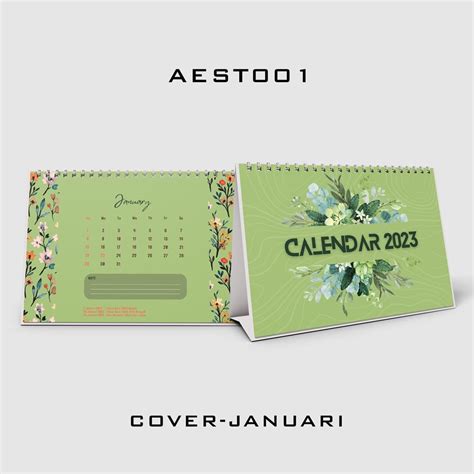 Jual Kalender Meja Tahun 2023 Bunga Full Color Aesthetic L Kalender