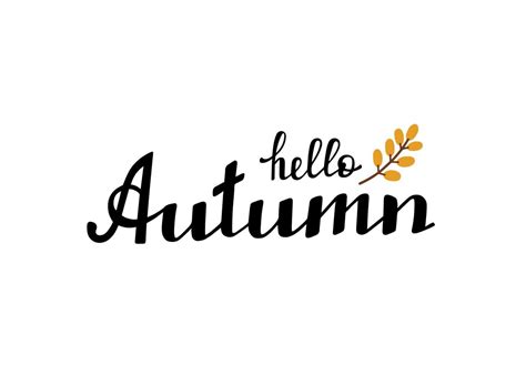 Hello Autumn Handwritten Lettering Autumn Decorative Element Vector