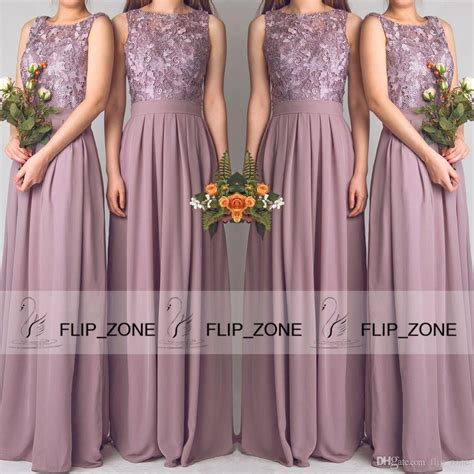 Vintage Mauve Chiffon 2015 A Line Bridesmaid Dresses For Beach Wedding Party With Sheer