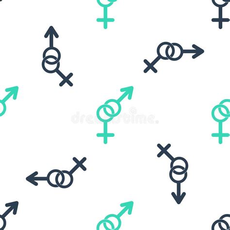 Green Gender Icon Isolated Seamless Pattern On White Background Symbols Of Men And Women Sex