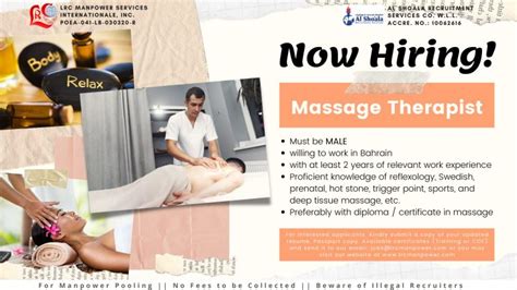 Hiring Massage Therapist Bahrain Lrc Manpower Services