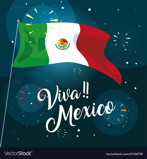 Viva Mexico Label With Mexican Flag Royalty Free Vector