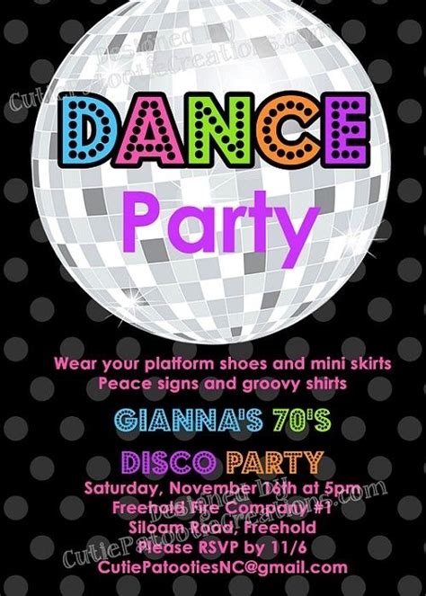 70s 80s And 90s Disco Dance Party Birthday Invitations P Dance