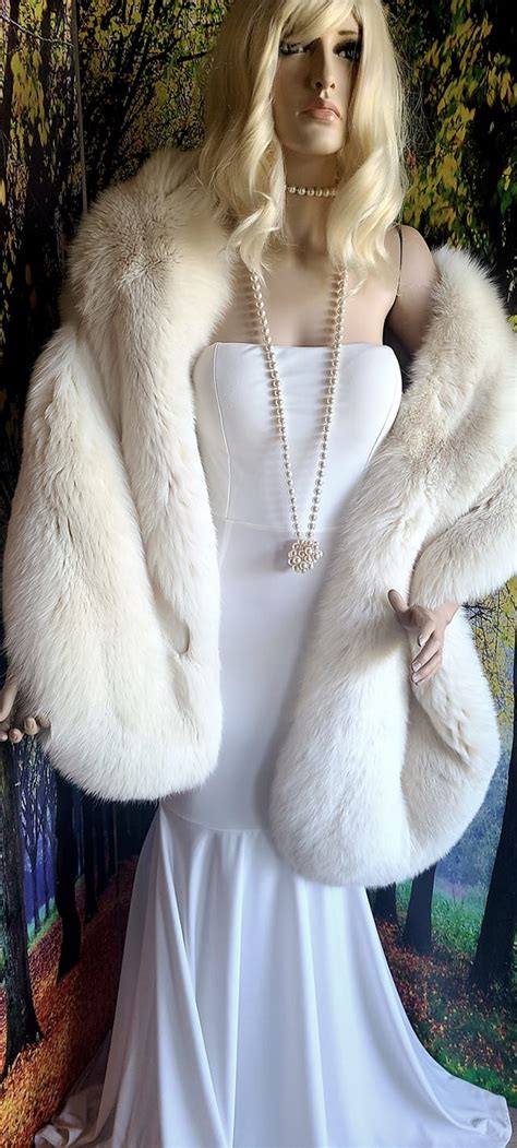 Luxury Vintage Arctic Fox Fur Stole Real Fur Old Hollywood Fur Fling