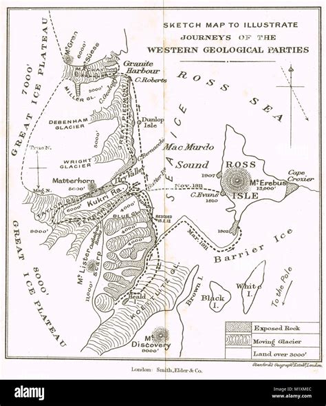 Sketch Map Journeys Of The Western Geological Parties 1911 12 Scott