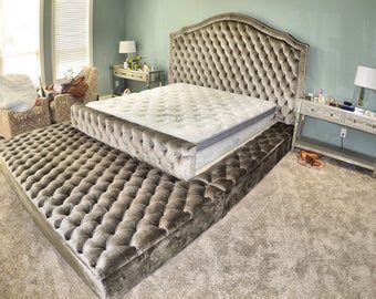 127 wide anselma bed king wall headboard high gloss white stainless steel legs. Tufted Velvet Platform Bed King Extra Large Wide Bed ...