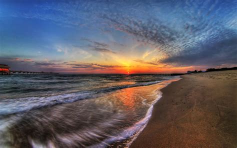 Wallpaper Sunlight Sunset Sea Bay Shore Sand Reflection Sky