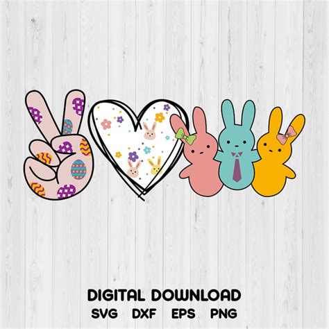 Peace Love Peeps SVG, Cute Bunny SVG, Easter Bunny SVG Digital Download SVG