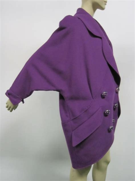 80s Karl Lagerfeld Royal Purple Double Breasted Cocoon Coat For Sale At