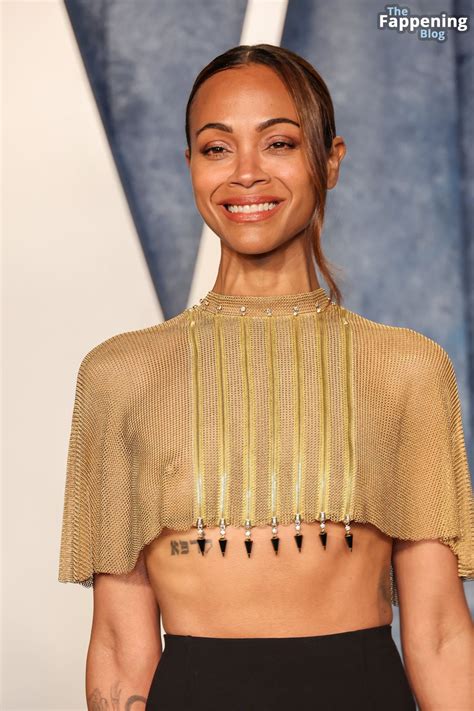 Zoe Saldana Flashes Her Nude Tits At The Vanity Fair Oscar Party Photos The