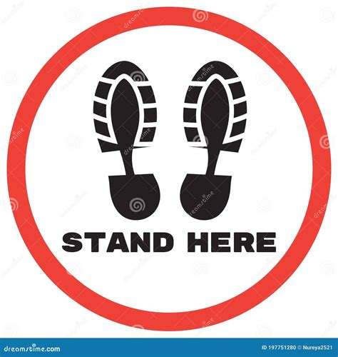 Please Stand Here Keep Distance Icon Social Distancing Signage Or