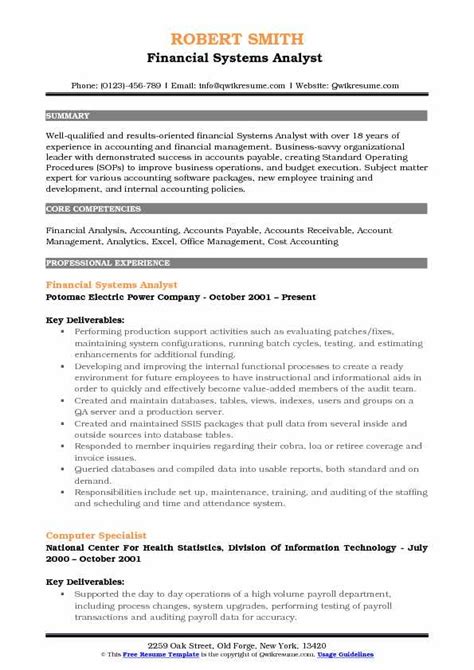 Financial analyst resume example ✓ complete guide ✓ create a perfect resume in 5 minutes using our resume examples & templates. Financial Systems Analyst Resume Samples | QwikResume