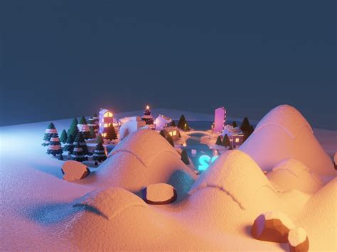 3d Model Winter Town 3d Model Vr Ar Low Poly Cgtrader