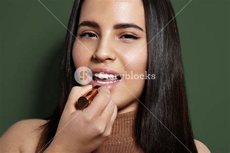 Plus Size Woman Paint Her Lips Royalty Free Stock Image Storyblocks