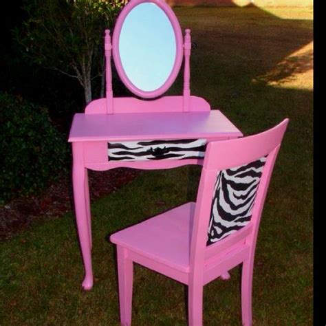 These pink vanity chair are available in various distinct colors and shapes to choose from and can also be customized according. Pink zebra vanity and chair | Redo furniture, Girly room ...
