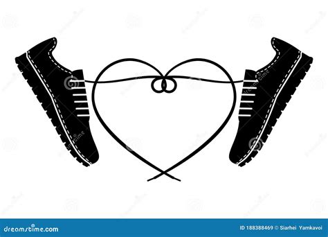 A Pair Of Sneakers And A Heart Shaped Shoelaces A Pair Of Gym Shoes