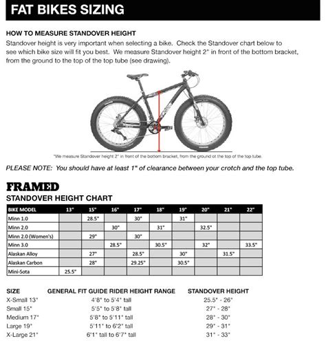 Bike Height Chart Inches