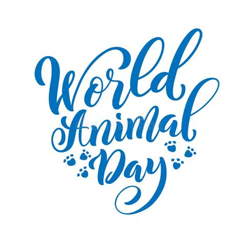 World Animal Day Template For Poster With Hand Drawn Lettering Vector