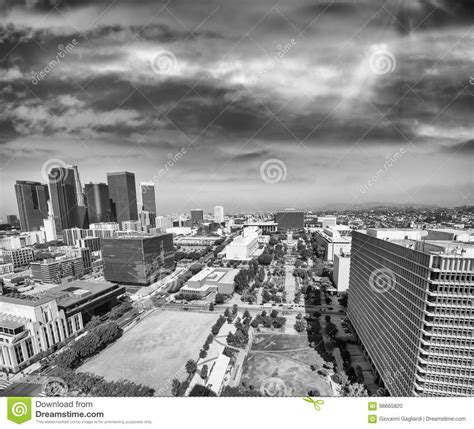 Aerial View Of Downtown Los Angeles Stock Photo Image Of Landmark