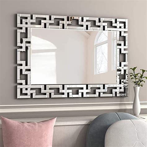 Kohros Large Decorative Rectangle Mirror For Wall Decor Silver Beveled Mirrors For Living Room