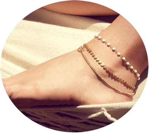 Knsam Teen Girls Ankle Bracelet Sexy Gold Alloy Multi Layer Chain Sequin Anklets