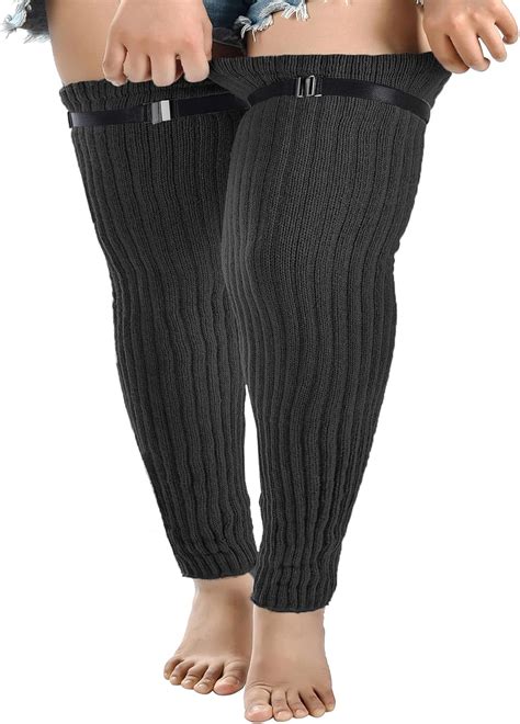 Buy Plus Size Thigh High Leg Warmers For Thick Thighs Knitted Striped