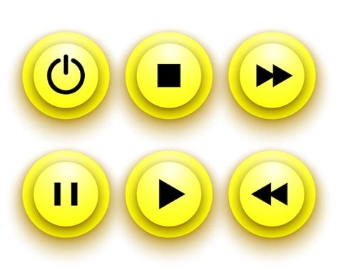 Premium Vector Yellow Buttons For Player Stop Play Pause Rewind