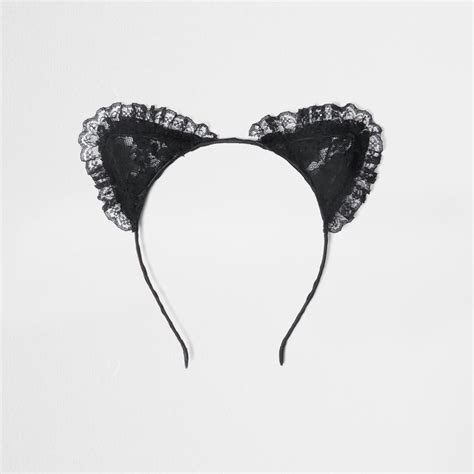 Black Lace Cat Ears Hair Band Cat Ears Headband Womens Scarves
