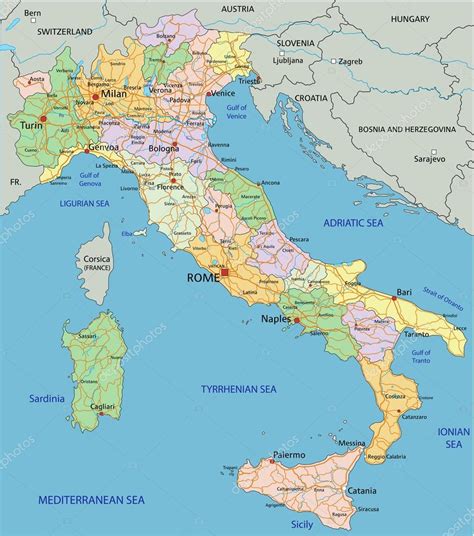 Italy Illustrator Map Illustrator Vector Eps Maps Eps Illustrator Map