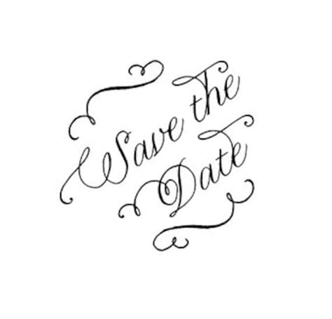 Calligraphy Save The Date Stamp Wood Mounted By Terbearco On Etsy